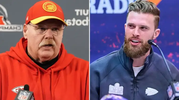 Coach Andy Reid and Harrison Butker