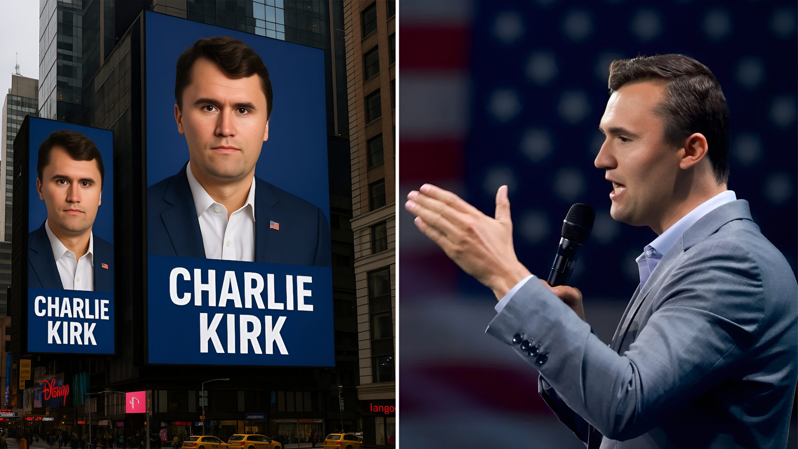 Charlie Kirk Times Square Picture