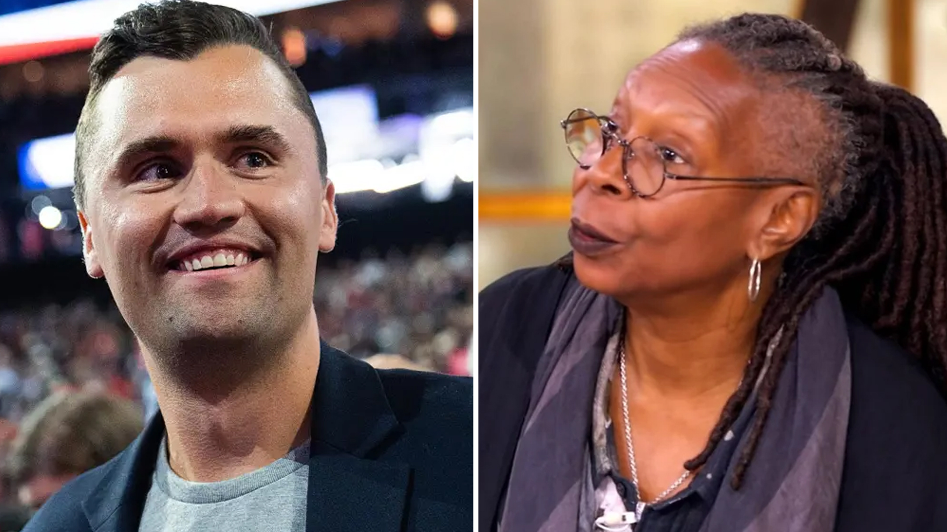 Whoopi Goldberg and Charlie Kirk